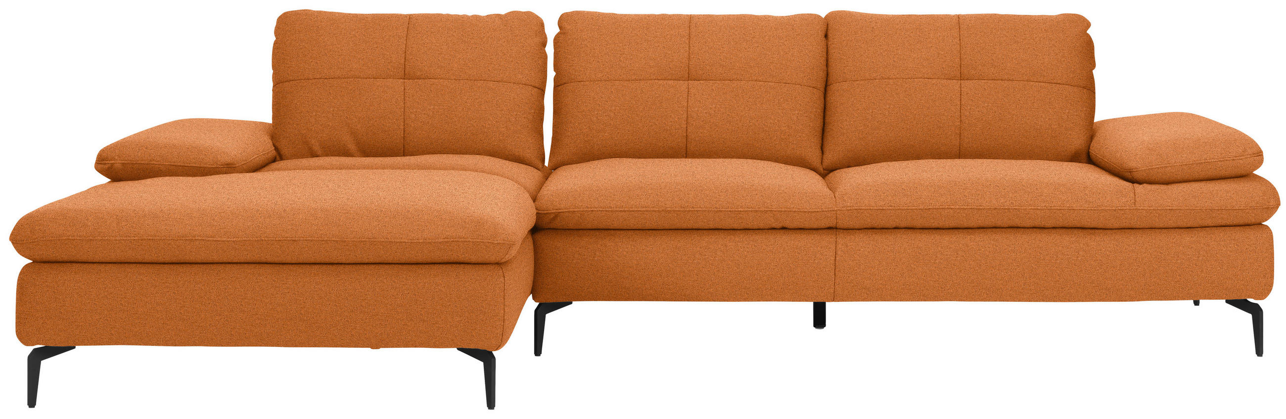 ECKSOFA in Webstoff Orange  - Schwarz/Orange, Design, Textil/Metall (179/301cm) - Chilliano