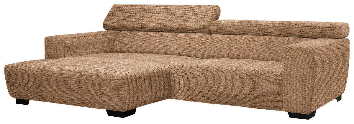 ECKSOFA in Webstoff Orange  - Schwarz/Orange, Konventionell, Textil/Metall (182/279cm) - Hom`in