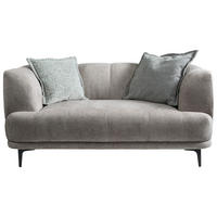 2-SITZER-SOFA in Flachgewebe Graubraun  - Graubraun/Schwarz, Design, Textil/Metall (166/77/106cm) - MID.YOU