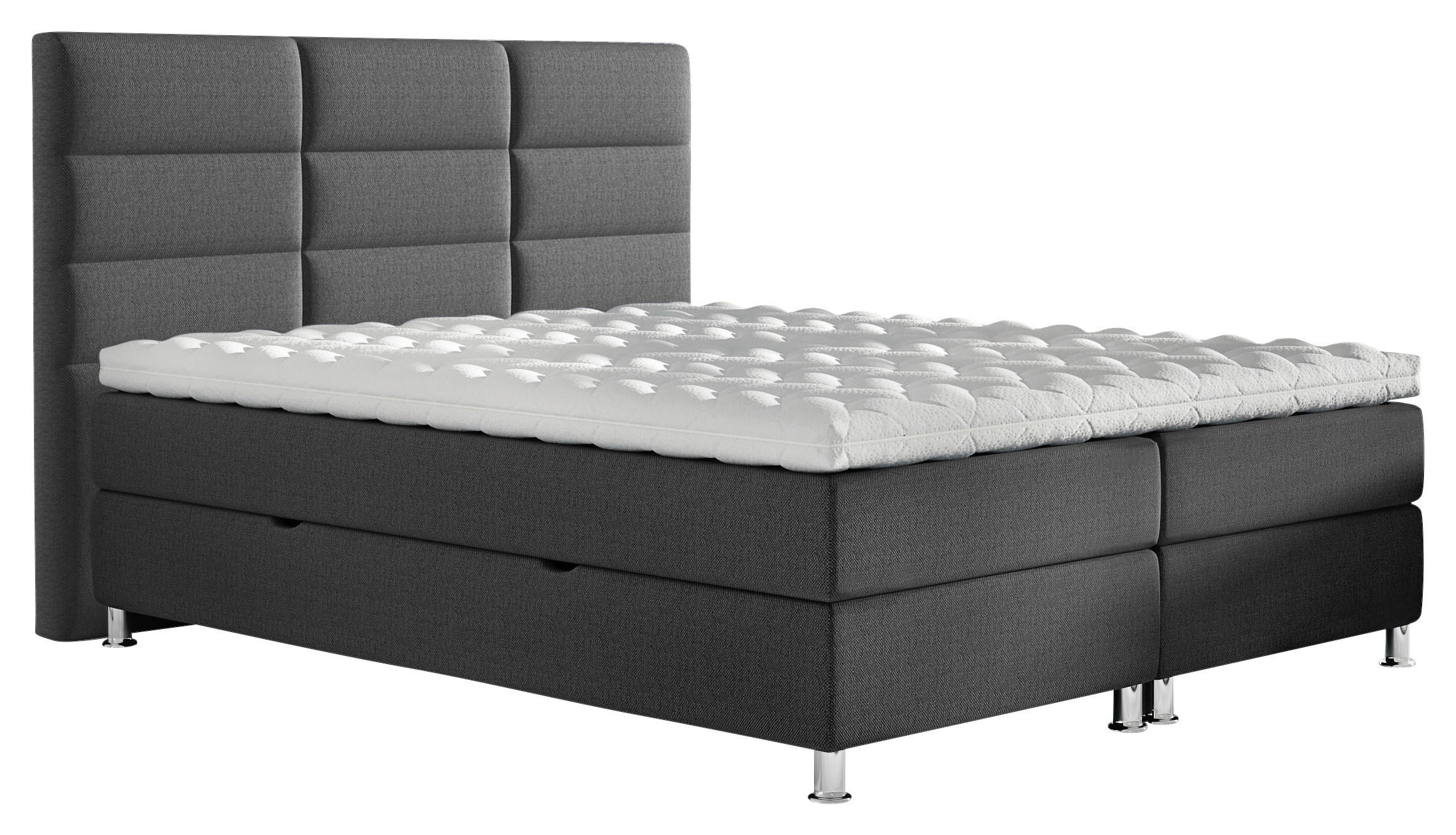 BOXBETT 140/200 cm  in Anthrazit  - Chromfarben/Anthrazit, KONVENTIONELL, Textil/Metall (140/200cm) - Carryhome