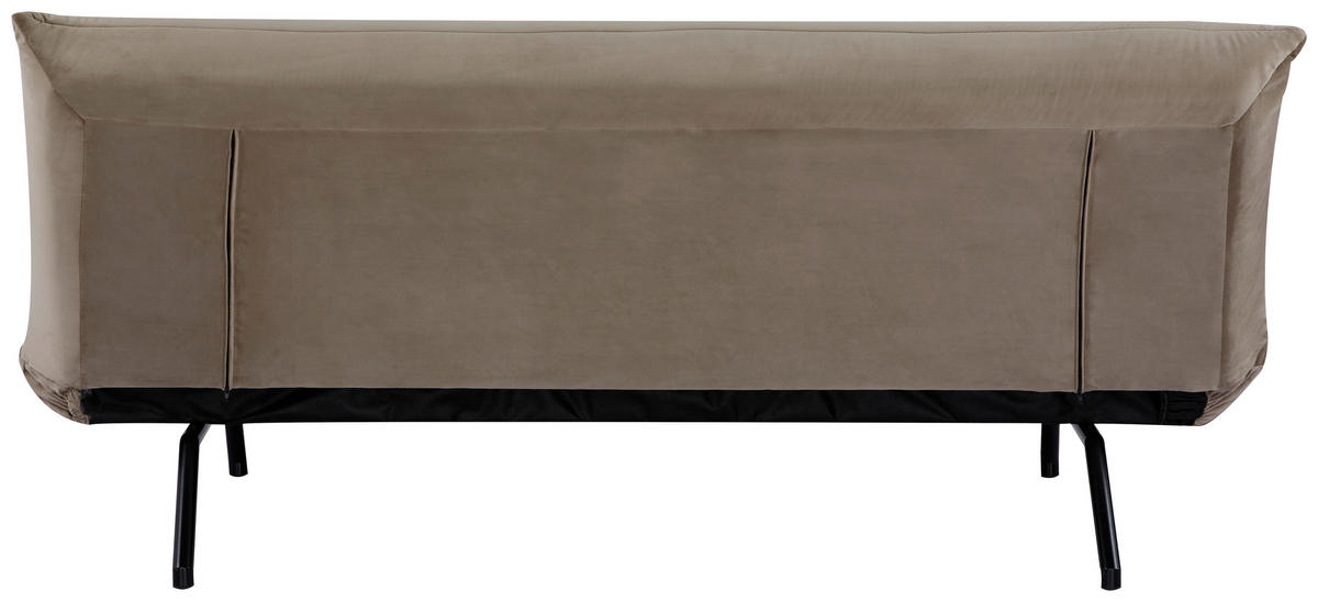 SCHLAFSOFA in Samt Taupe  - Taupe/Schwarz, MODERN, Textil/Metall (185/82/62cm) - MID.YOU