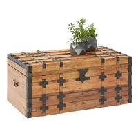 TRUHE Holz, Metall Mangoholz massiv  - Schwarz/Naturfarben, LIFESTYLE, Holz/Metall (100/45/55cm) - Livetastic