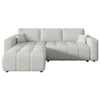 ECKSOFA Weiß Bouclé Zierkissen, Rückenkissen, Bettkasten, Schlaffunktion, Rücken echt, Liegefläche im Originalstoff  - Schwarz/Weiß, MODERN, Kunststoff/Textil (190/280cm) - Carryhome