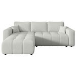 ECKSOFA Weiß Bouclé Zierkissen, Rückenkissen, Bettkasten, Schlaffunktion, Rücken echt, Liegefläche im Originalstoff  - Schwarz/Weiß, MODERN, Kunststoff/Textil (190/280cm) - Carryhome