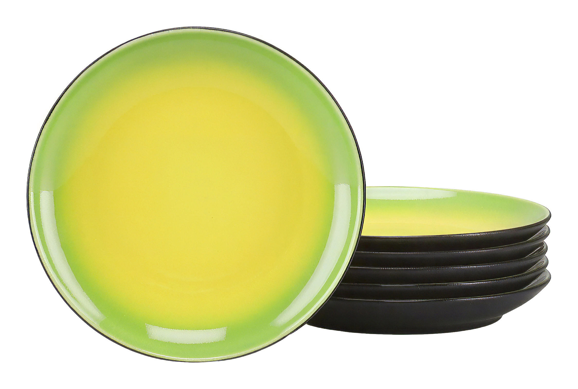 SADA DEZERTNÝCH TANIEROV, keramika, 21/3 cm - čierna/žltá, Basics, keramika (21/3cm) - Creatable