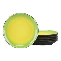 SADA DEZERTNÝCH TANIEROV, keramika, 21/3 cm - čierna/žltá, Basics, keramika (21/3cm) - Creatable