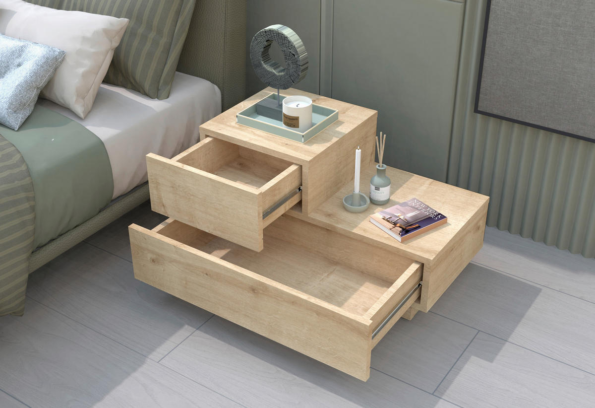 NACHTTISCH 70/39/30 cm  - Eichefarben, Design, Holzwerkstoff (70/39/30cm) - Livetastic