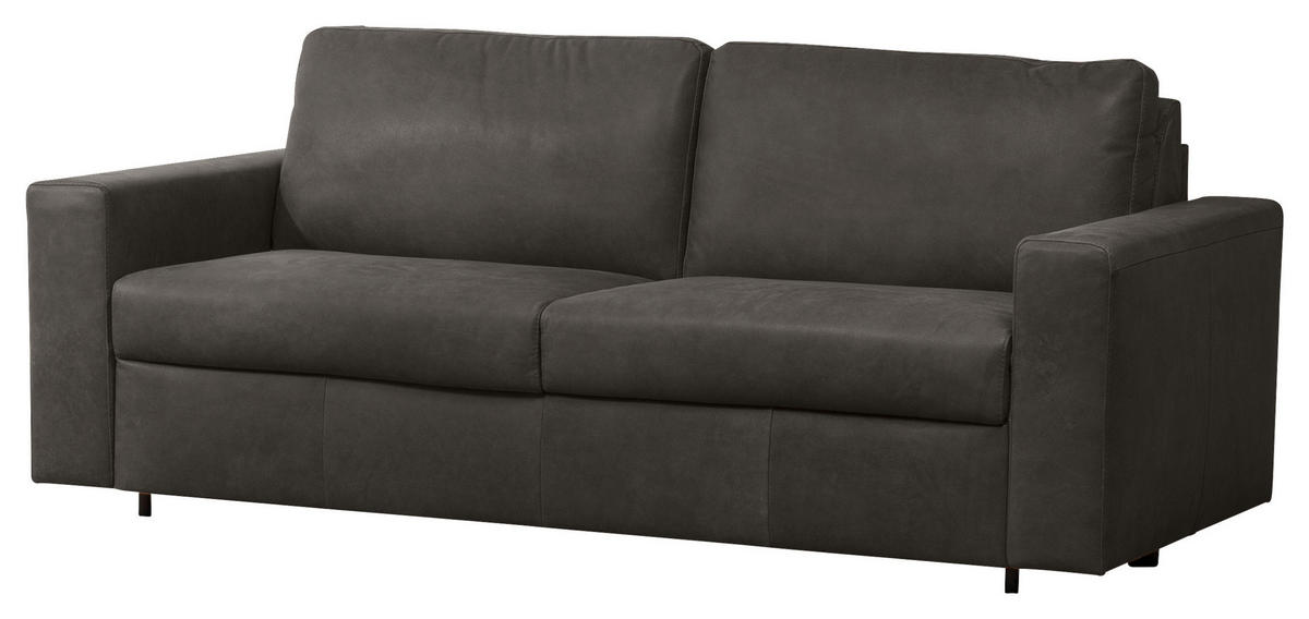 SCHLAFSOFA Schwarz Echtleder  - Schwarz, KONVENTIONELL, Leder/Kunststoff (198/84/98cm) - Novel