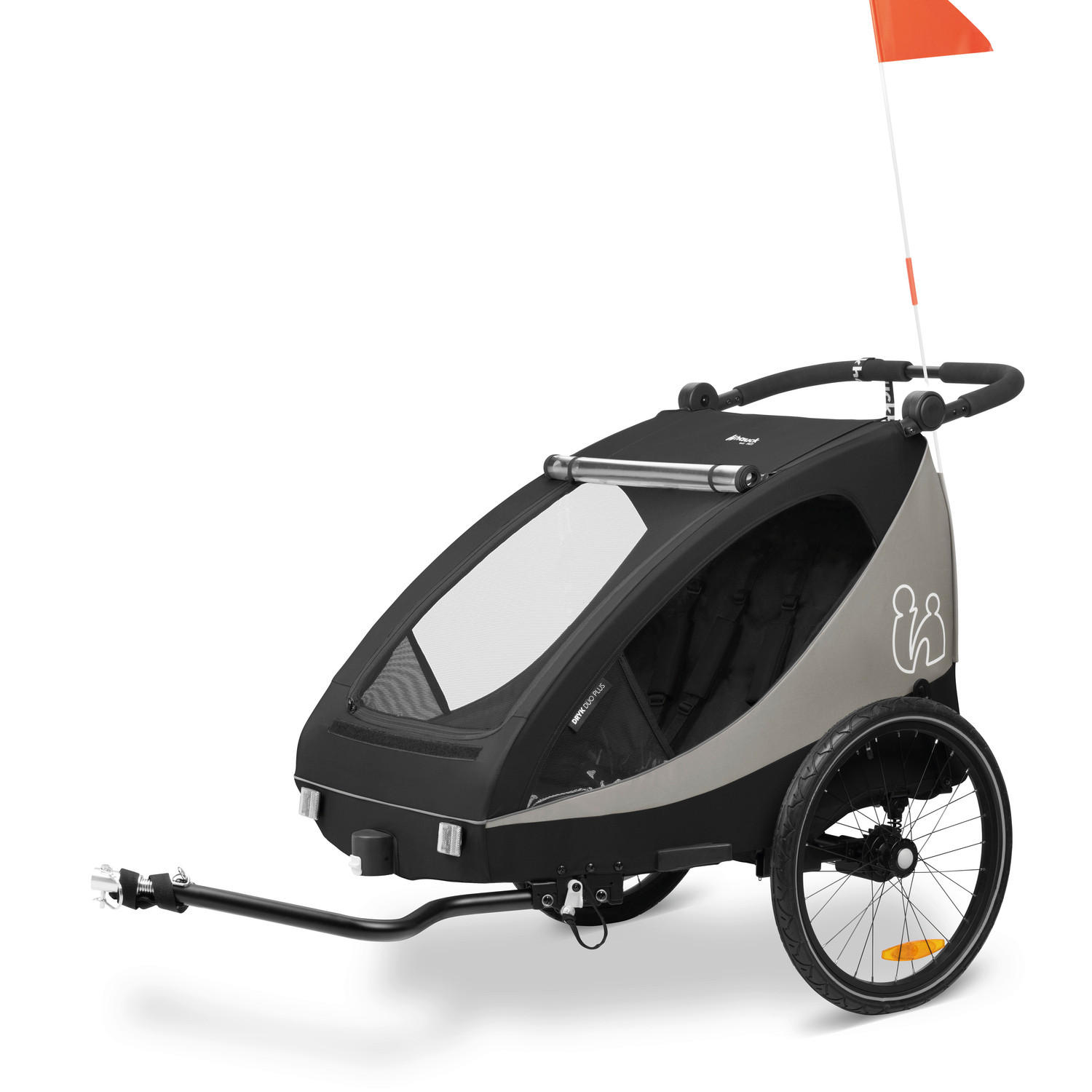 FAHRRADANHÄNGER   Dryk Duo Plus  - Schwarz, Basics, Kunststoff/Textil (79/107/114cm) - Hauck