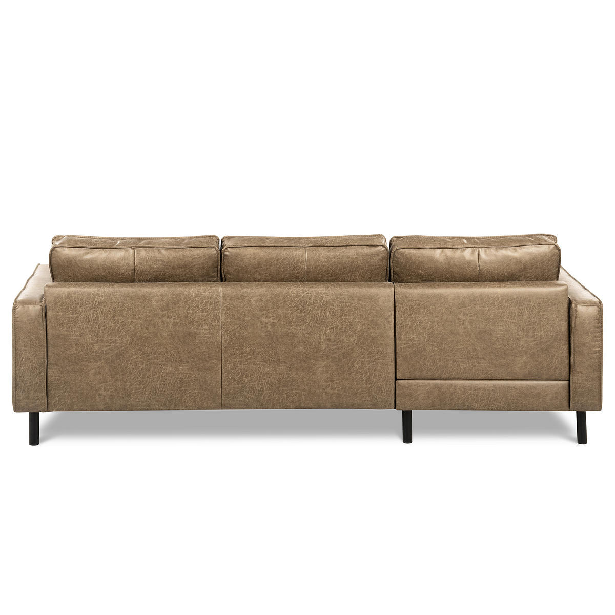 ECKSOFA Graubraun Echtleder Lederlook Rücken echt  - Graubraun, Design, Leder/Textil (166/238cm) - Livetastic