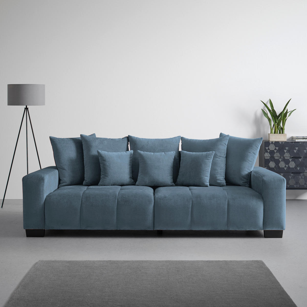 BIG SOFFA i petrol  - petrol/svart, Modern, trä (246/93/124cm) - MID.YOU