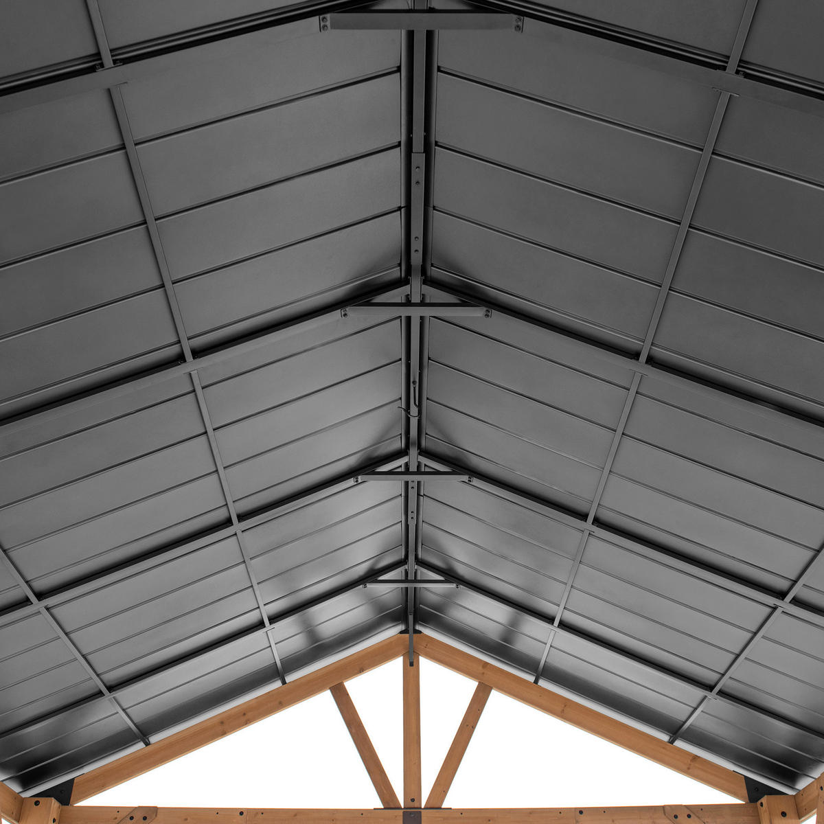 PAVILLON 404/306/465 cm  - Anthrazit/Naturfarben, Basics, Holz/Metall (404/306/465cm) - Modante
