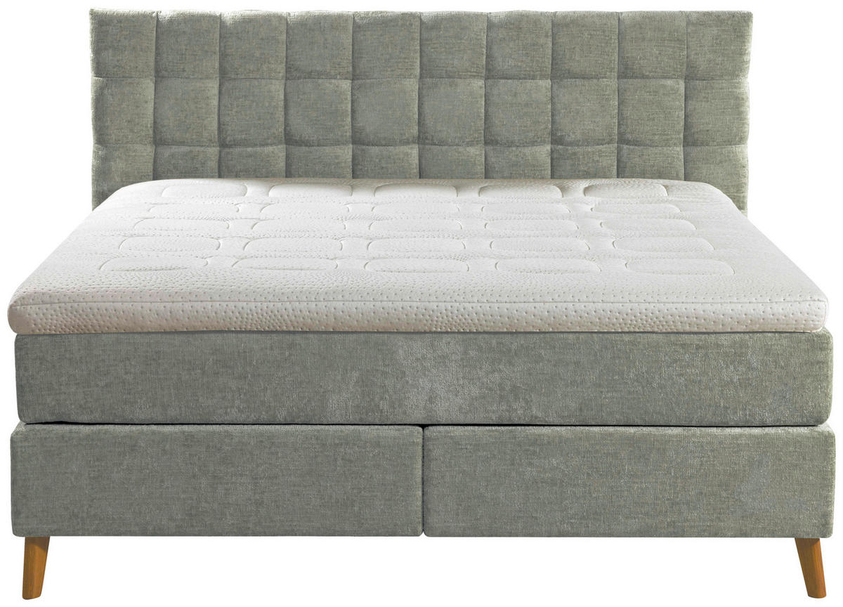 BOXSPRINGBETT 180/200 cm  in Hellgrün  - Eichefarben/Hellgrün, Design, Holz/Textil (180/200cm) - Esposa