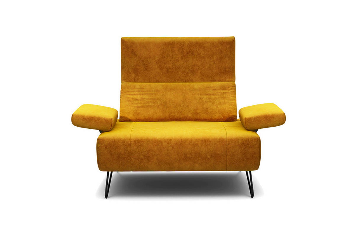 SESSEL Samt Gelb    - Gelb/Schwarz, Design, Textil/Metall (114-142/85/86-94cm) - SENSOO