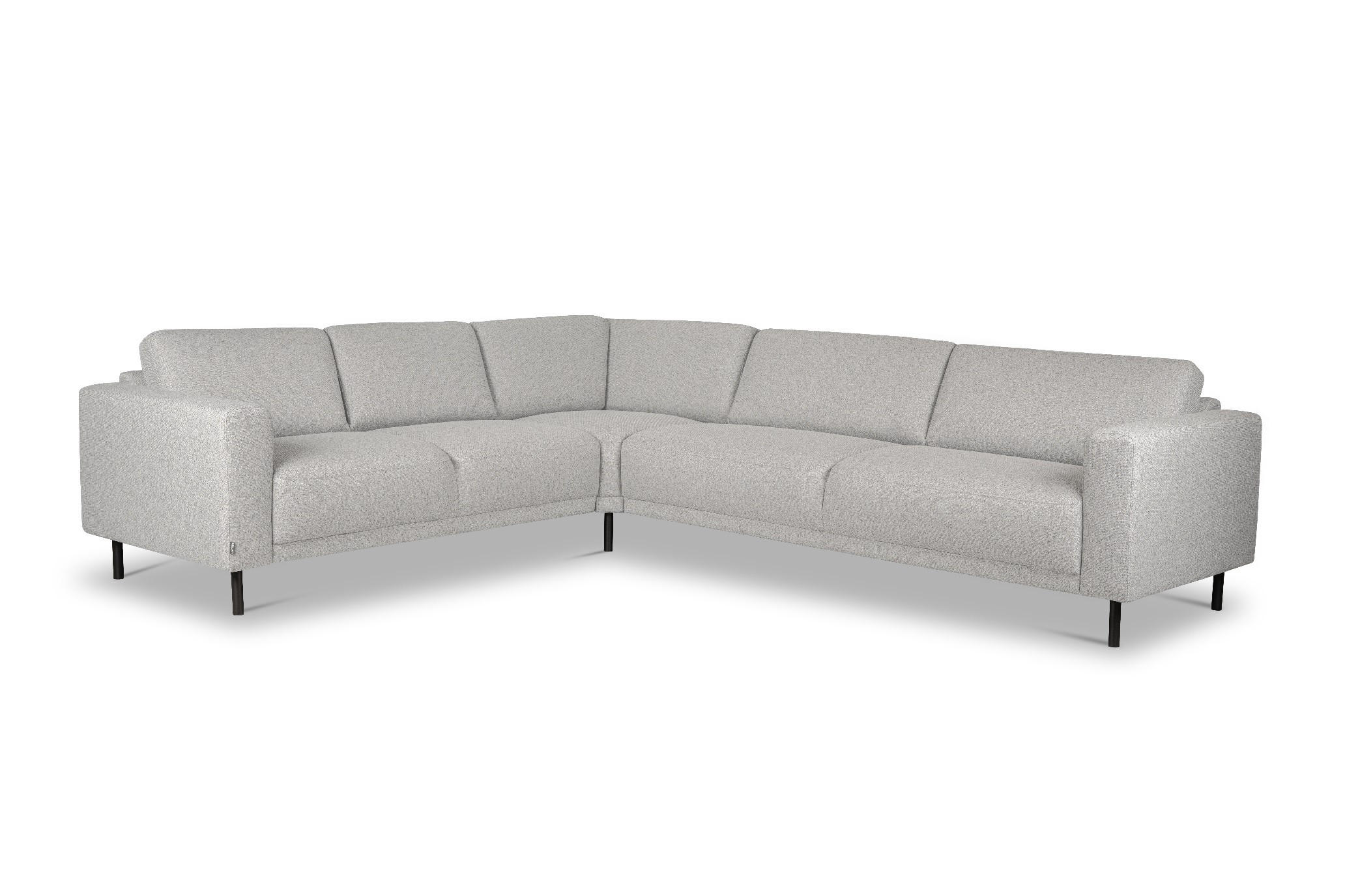 HÖRNSOFFA i flatväv ljusgrå  - ljusgrå/svart, Design, metall/trä (288/78/243cm) - Pure Home Comfort