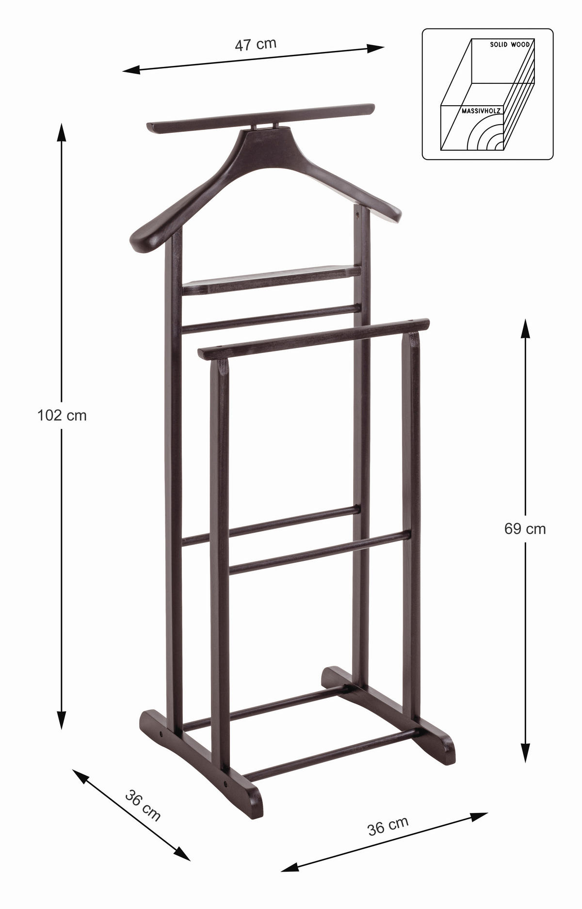 STALAK ZA ODELA  braon  drvo  - braon, Osnovno, drvo (47/102/36cm)