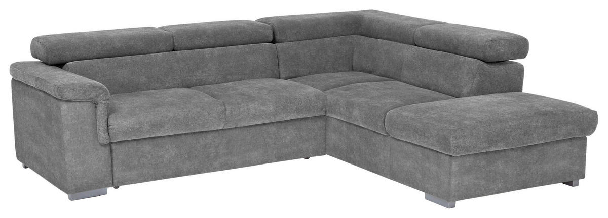 ECKSOFA Grau Flachgewebe  - Grau, Basics, Holz/Textil (252/217cm) - MID.YOU