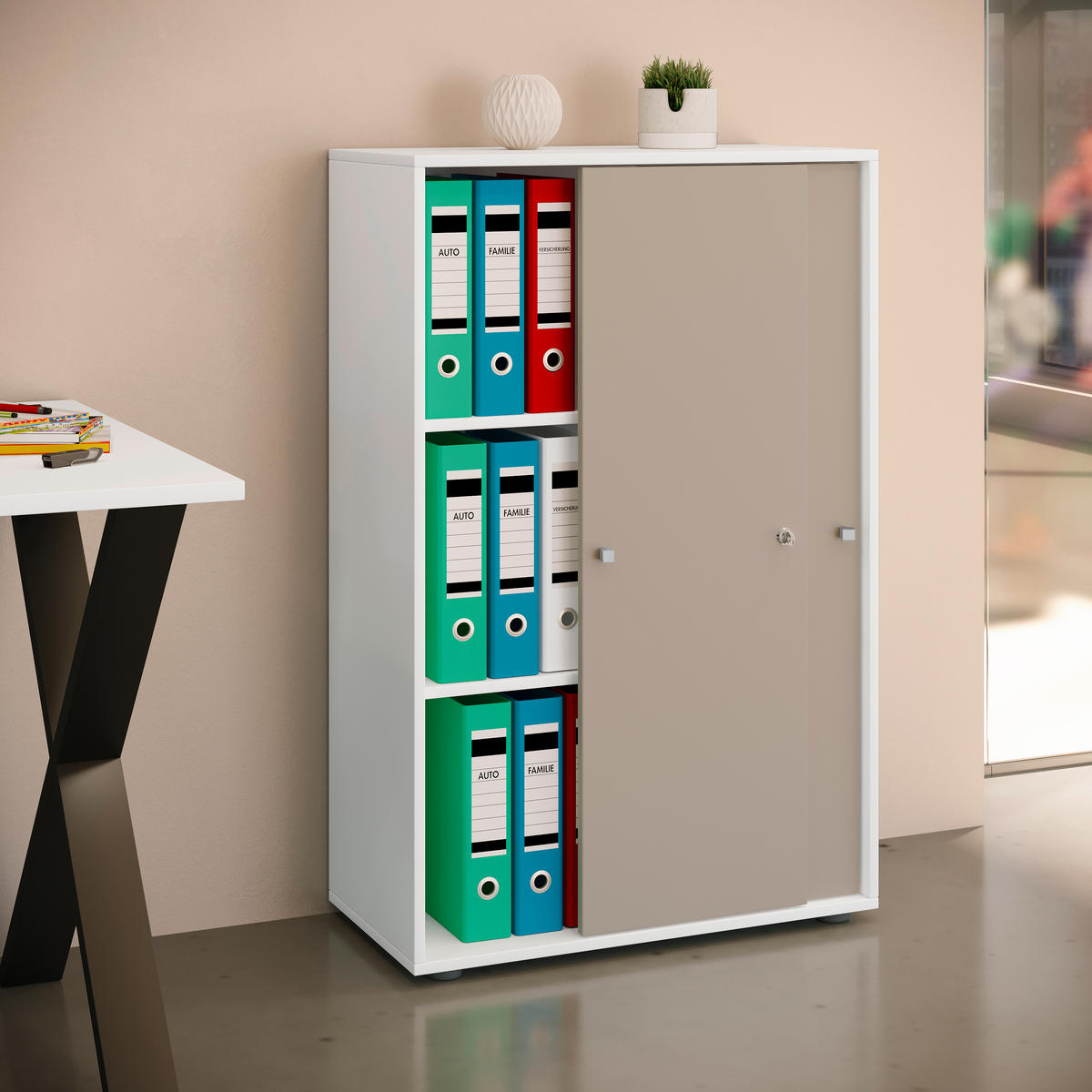 AKTENSCHRANK 70/110/39 cm  - Weiss/Grau, Design, Holzwerkstoff (70/110/39cm) - MID.YOU