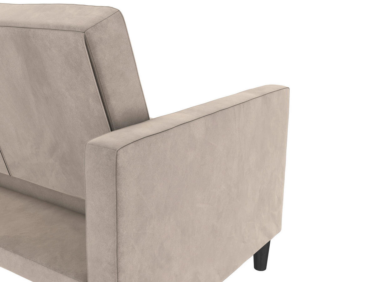 SCHLAFSOFA Velours Taupe  - Taupe/Schwarz, Basics, Kunststoff/Textil (207/86/86cm) - Livetastic