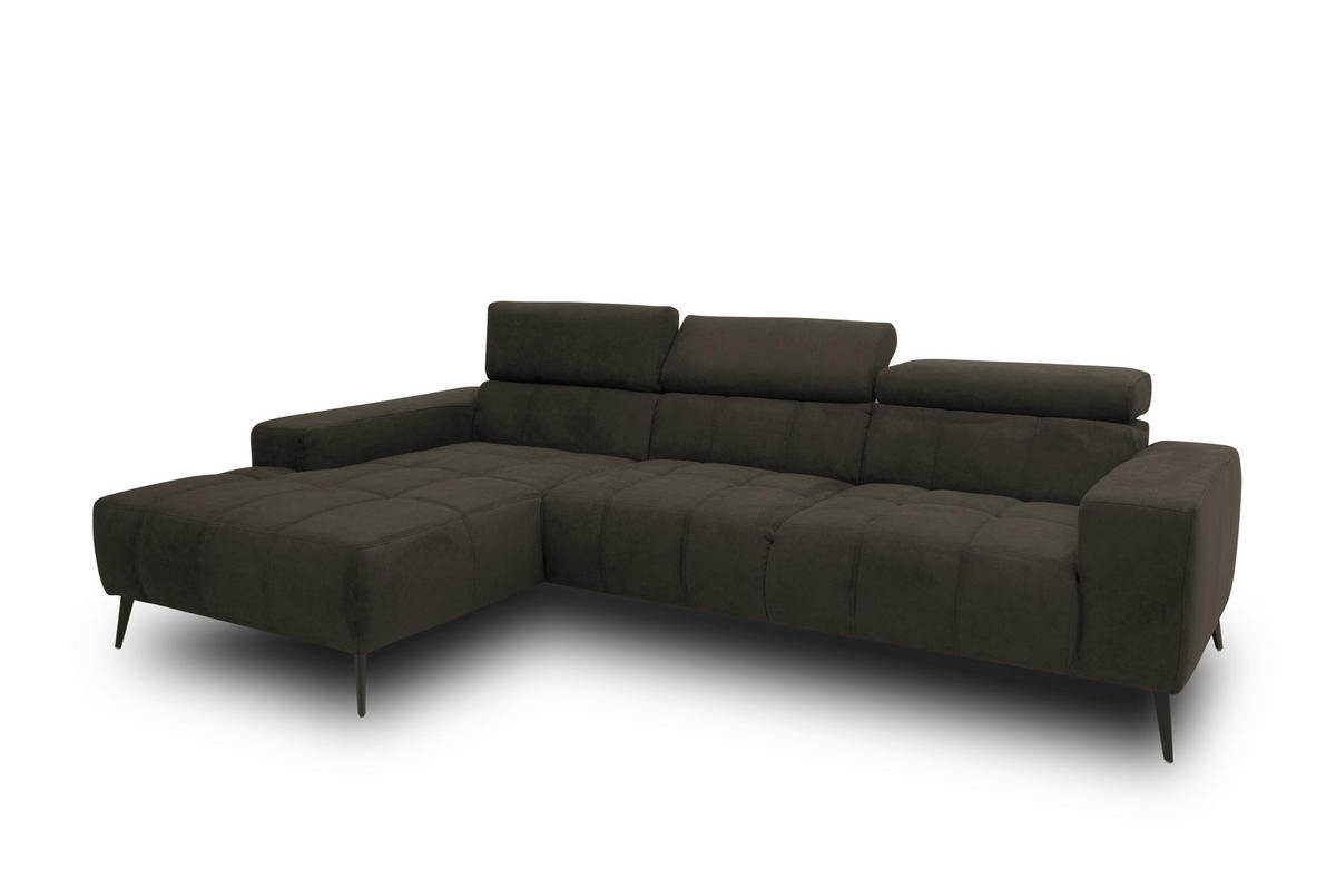 ECKSOFA TRENTO Mikrofaser  - Dunkelgrau/Schwarz, MODERN, Textil/Metall (287/175cm) - MID.YOU