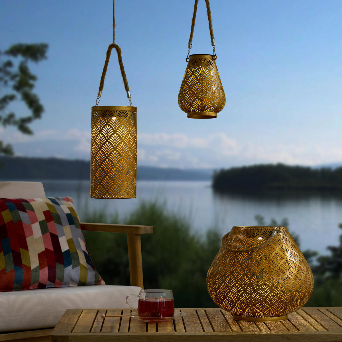 SOLARLEUCHTE 29/24 cm   - Goldfarben, Design, Kunststoff/Textil (29/24cm) - Ambia Garden