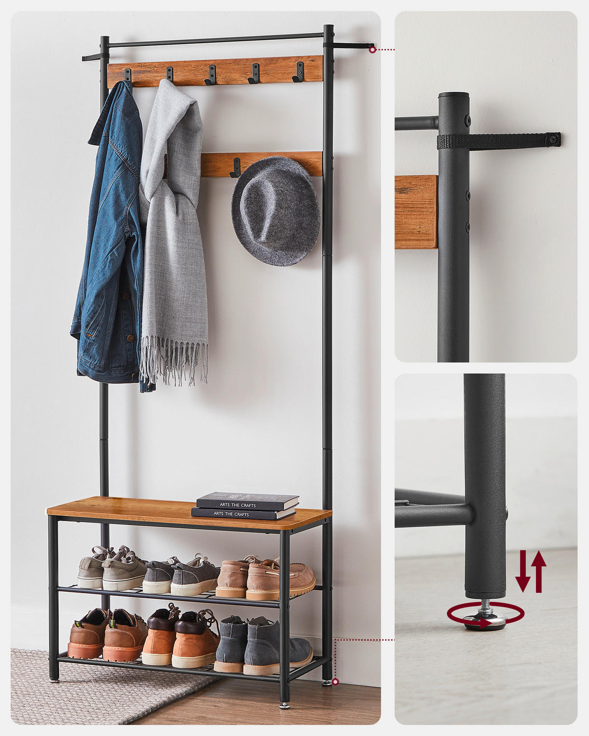 PREDSIEŇOVÝ NÁBYTOK, 70/175/32 cm - čierna/farba duba, Trend, kov/kompozitné drevo (70/175/32cm) - Boxxx