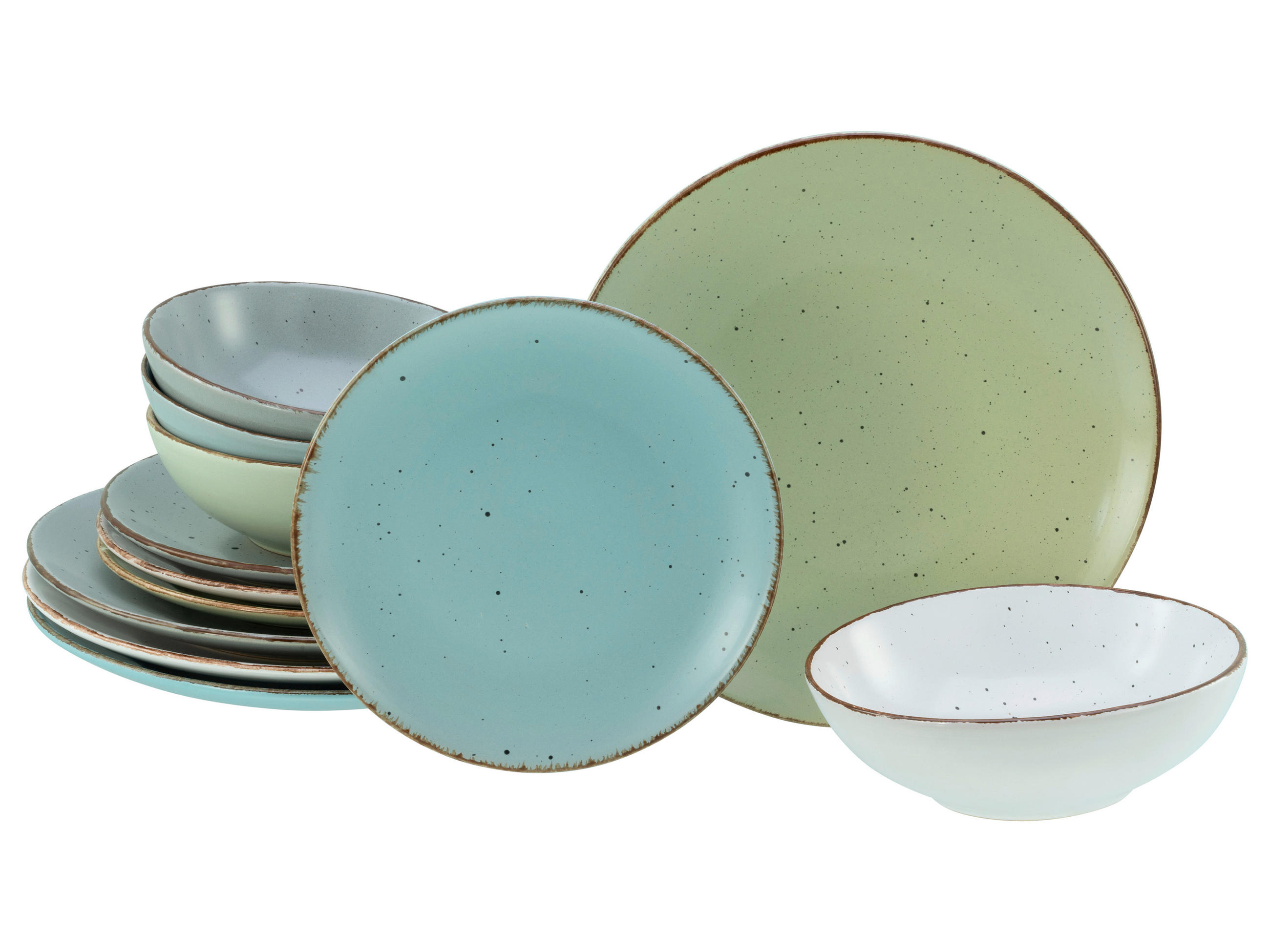 SERVIS Fashion 12 delar  - ljusgrå/pastellgrön, Basics, keramik - Creatable