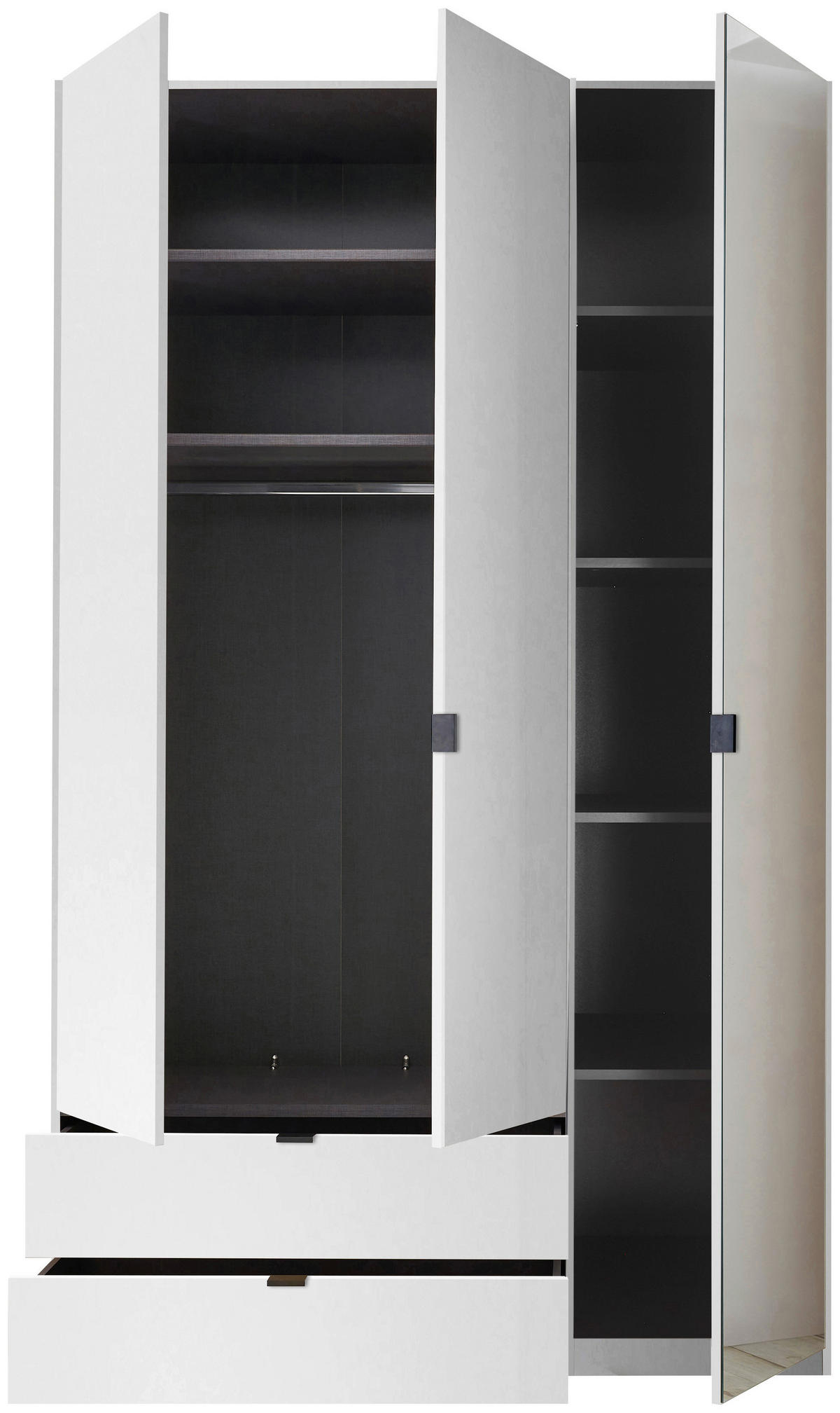 DREHTÜRENSCHRANK 135,4/225,5/57 cm 3-türig Weiß  - Schwarz/Weiß, MODERN, Glas/Holzwerkstoff (135,4/225,5/57cm) - Xora