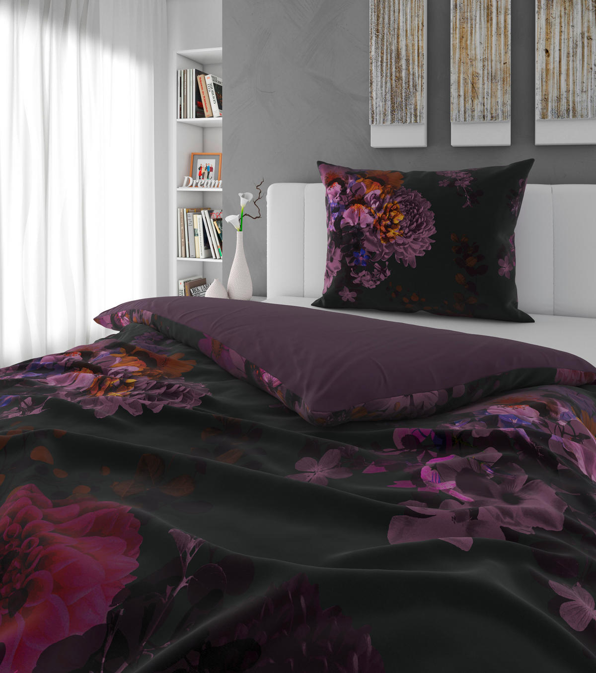 WENDEBETTWÄSCHE 2-teilig Satin 140/200 cm  - Aubergine, KONVENTIONELL, Textil (140/200cm) - Esposa