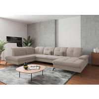 WOHNLANDSCHAFT in Flachgewebe Greige  - Greige/Schwarz, Konventionell, Textil/Metall (231/357/185cm) - Sit & More