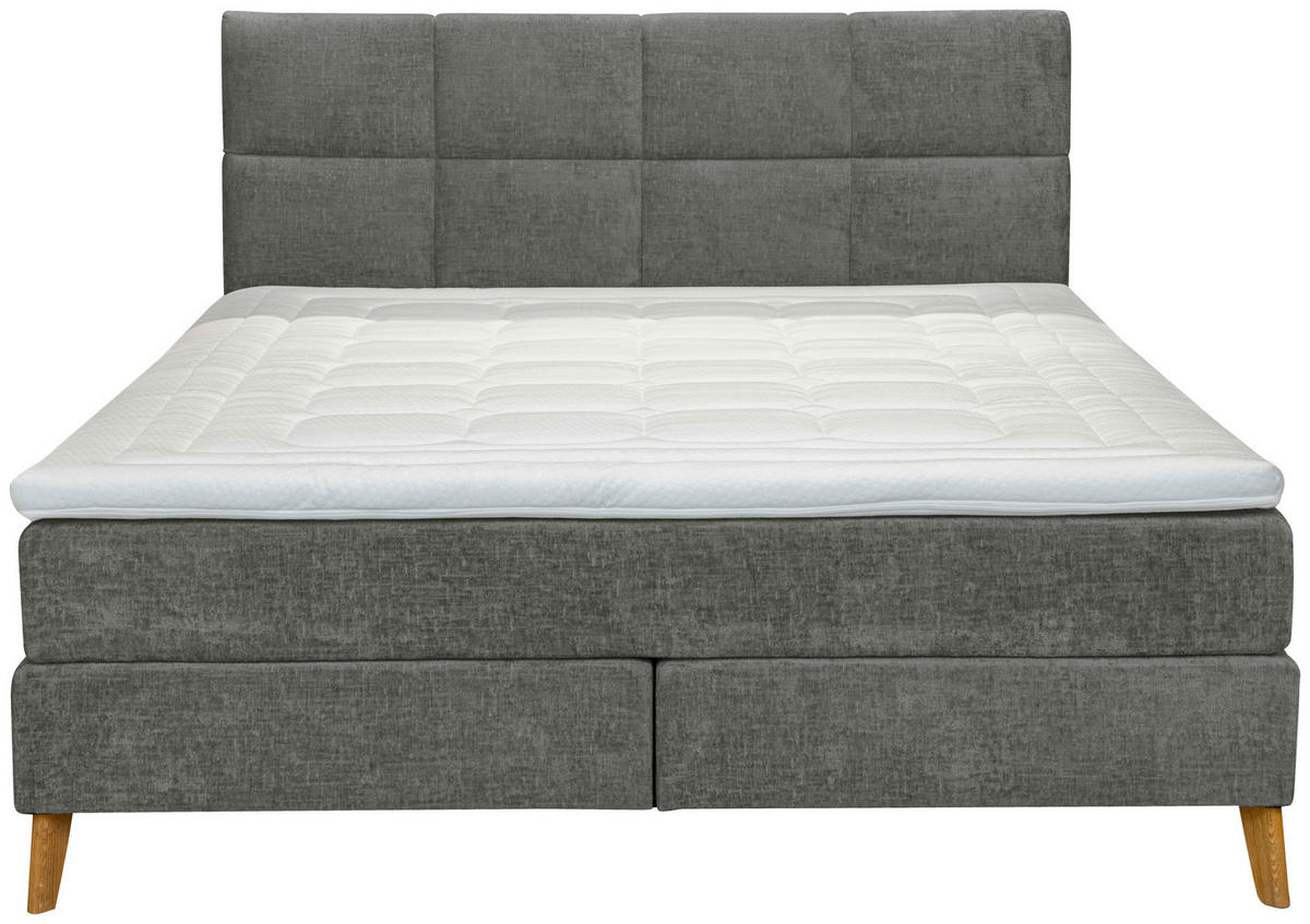 BOXSPRINGBETT 180/200 cm  in Anthrazit  - Eichefarben/Anthrazit, KONVENTIONELL, Holz/Textil (180/200cm) - Carryhome