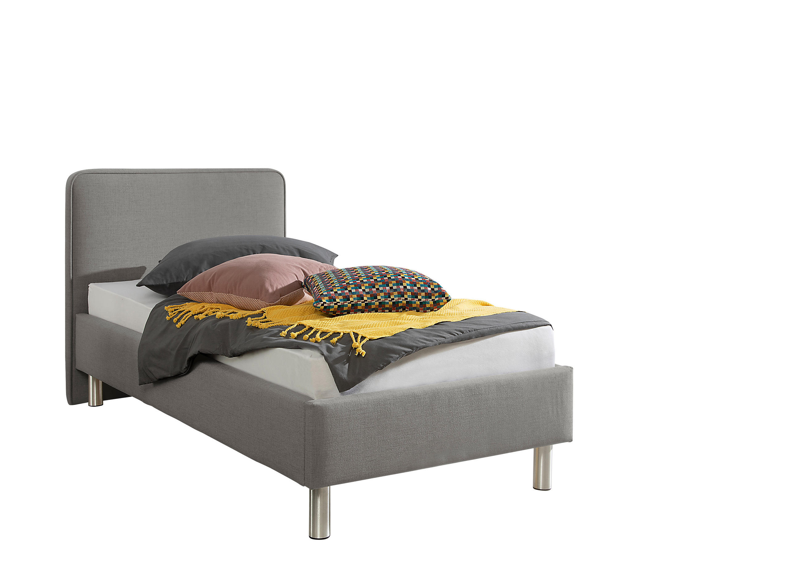 POLSTERBETT  in Grau,  - Alufarben/Grau, MODERN, Textil/Metall (113/97/208cm) - Livetastic