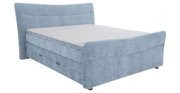 BOXSPRINGBETT 180/200 cm in Hellblau - Chromfarben/Hellblau, KONVENTIONELL, Textil/Metall (180/200cm) - Esposa