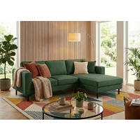 ECKSOFA WATKINS Dunkelgrün Struktur  - Dunkelgrün/Schwarz, MODERN, Textil/Metall (232/161cm) - Trendmanufaktur