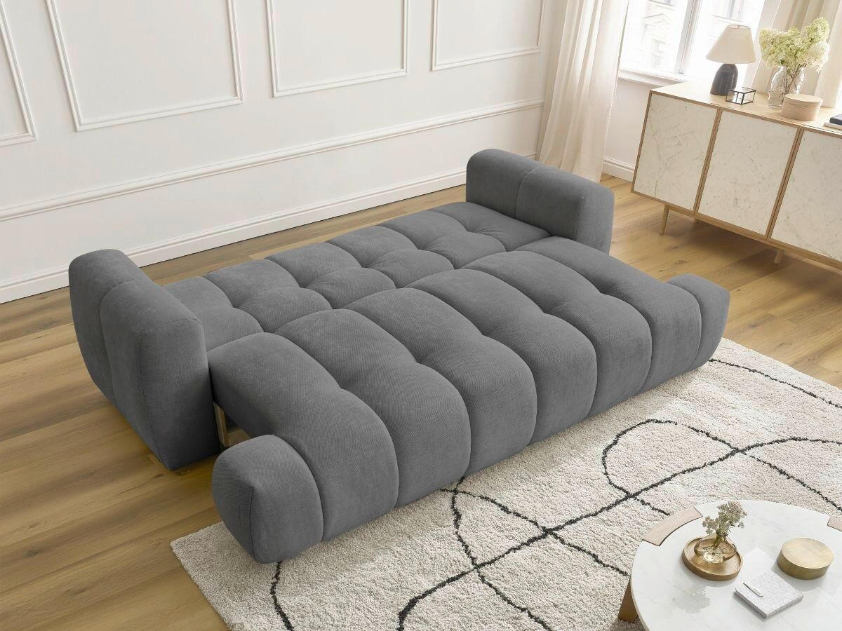SCHLAFSOFA FUJI Leinenoptik Dunkelgrau  inkl.  - Dunkelgrau/Schwarz, MODERN, Kunststoff/Textil (251/113/88cm)
