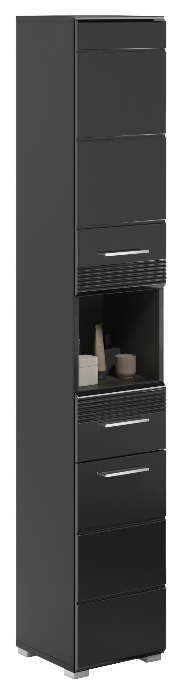 HOCHSCHRANK 30/181/30 cm  - Schwarz Hochglanz/Schwarz, MODERN, Holzwerkstoff/Kunststoff (30/181/30cm) - MID.YOU