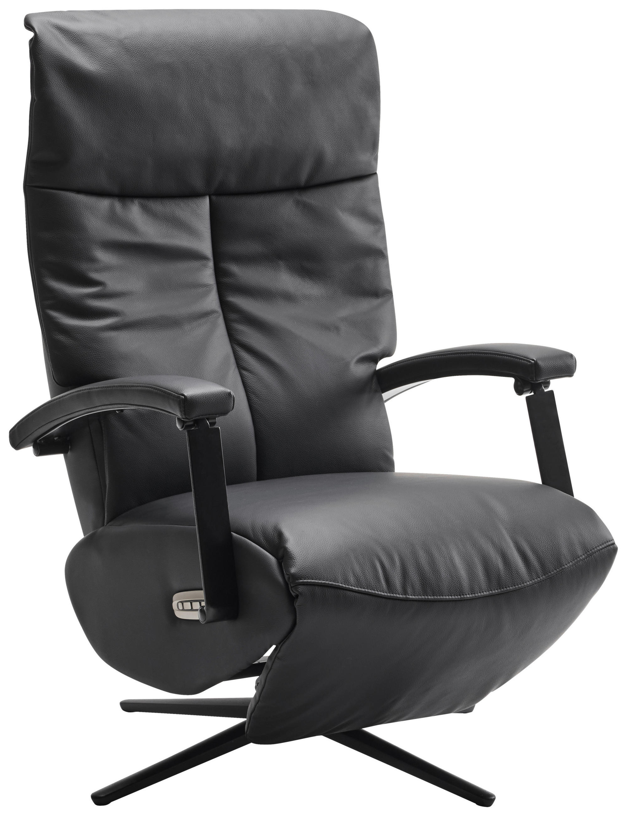 RELAXSESSEL Lederlook Echtleder    - Schwarz, MODERN, Leder/Textil (67,5/118/78cm) - Livetastic