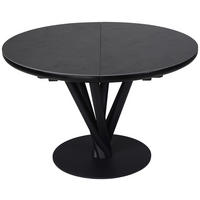 ESSTISCH Dunkelgrau rund  ausziehbar  - Dunkelgrau/Schwarz, Design, Keramik/Holzwerkstoff (120-160/120/76cm) - Novel