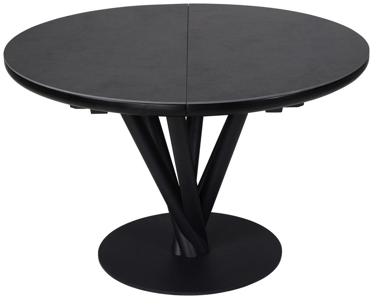 ESSTISCH Dunkelgrau rund  ausziehbar  - Dunkelgrau/Schwarz, Design, Keramik/Holzwerkstoff (120-160/120/76cm) - Novel