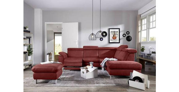 ECKSOFA in Flachgewebe Bordeaux  - Bordeaux/Beige, Design, Textil/Metall (271/242cm) - Cantus