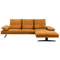 ECKSOFA in Mikrofaser Orange  - Schwarz/Orange, Design, Textil/Metall (291/164cm) - Chilliano