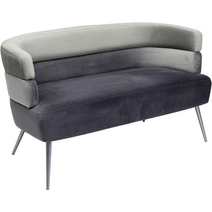 2-SITZER-SOFA Samt Grau, Hellgrau  - Hellgrau/Alufarben, Trend, Textil/Metall (125/64/64cm) - Kare-Design