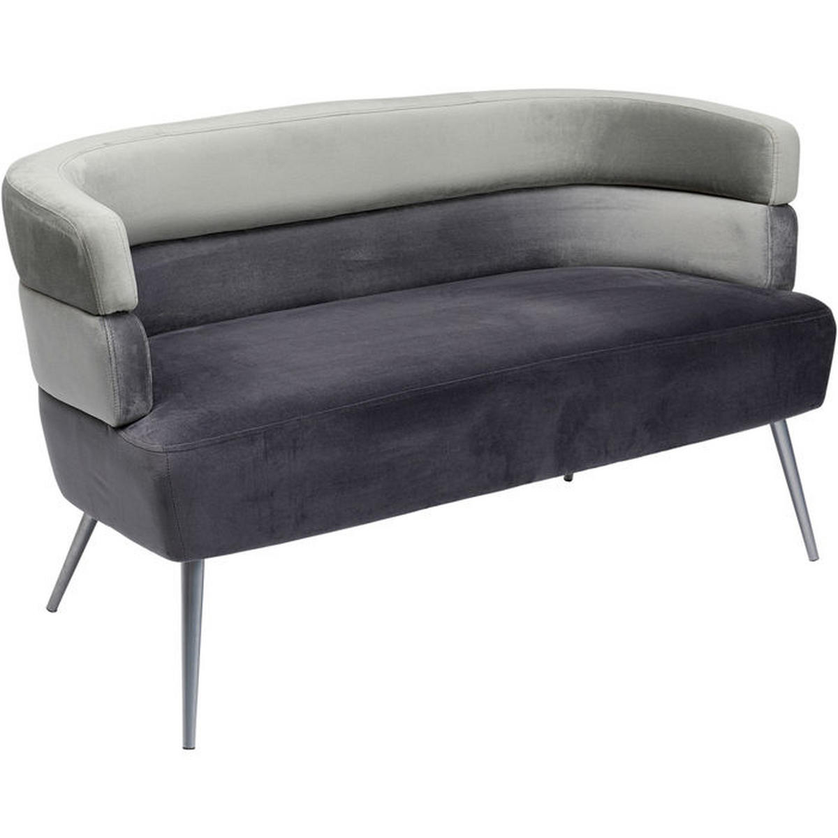 2-SITZER-SOFA Samt Grau, Hellgrau  - Hellgrau/Alufarben, Trend, Textil/Metall (125/64/64cm) - Kare-Design