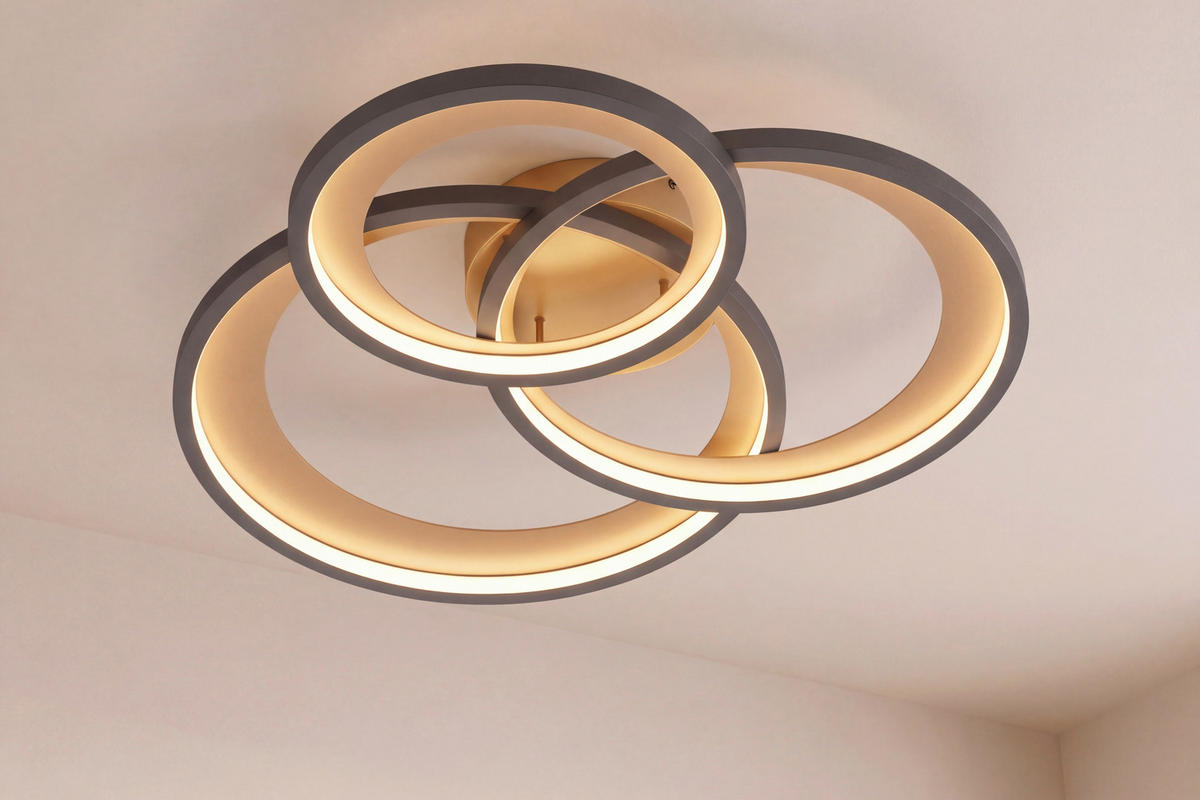 LED-DECKENLEUCHTE Granada 71,5/63,5/10,5 cm  - Goldfarben/Schwarz, Design, Kunststoff/Metall (71,5/63,5/10,5cm) - Novel