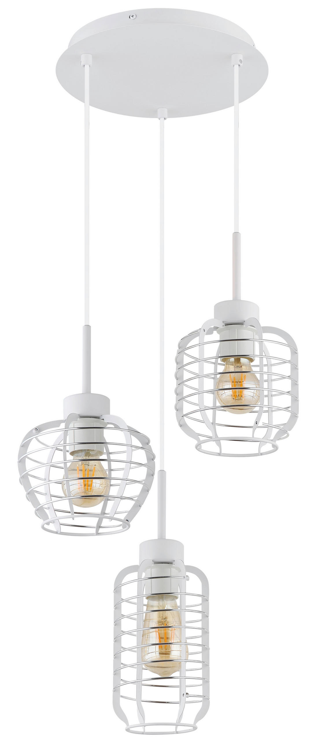 HÄNGELEUCHTE 37,5/120 cm  - Chromfarben/Weiß, Basics, Kunststoff/Metall (37,5/120cm) - Globo