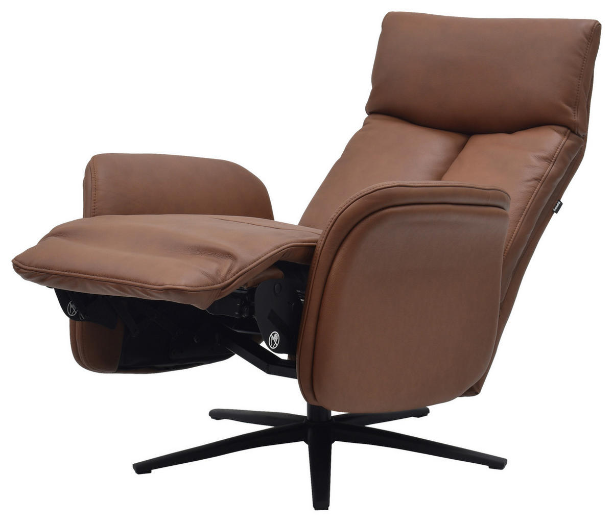 RELAXSESSEL Lederlook Echtleder    - Cognac/Schwarz, Design, Leder/Holz (75/109/84/148/84cm) - Livetastic