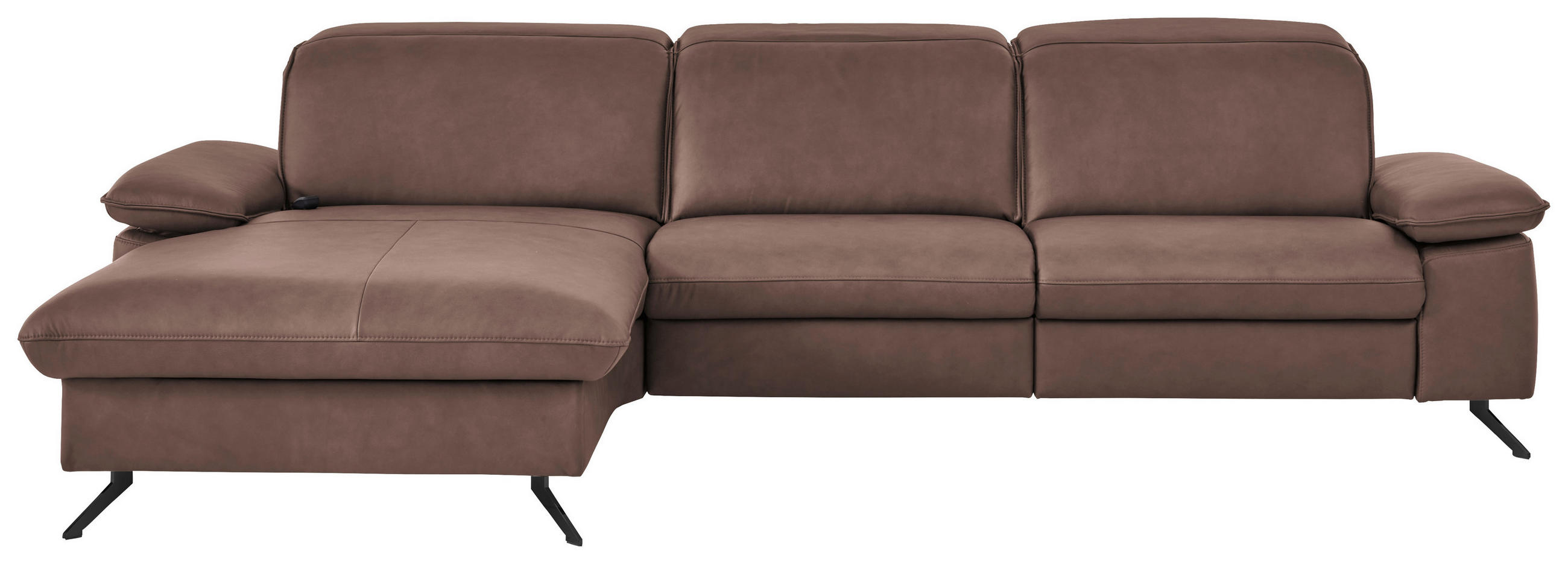 ECKSOFA Echtleder Rotbraun  - Rotbraun/Schwarz, Design, Leder/Metall (169/307cm) - Beldomo Premium