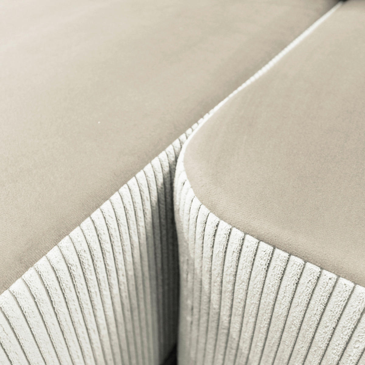 ECKSOFA STELLA Beige Plüsch Rückenkissen, Bettkasten  - Beige/Schwarz, Design, Kunststoff/Textil (166/234cm) - MID.YOU