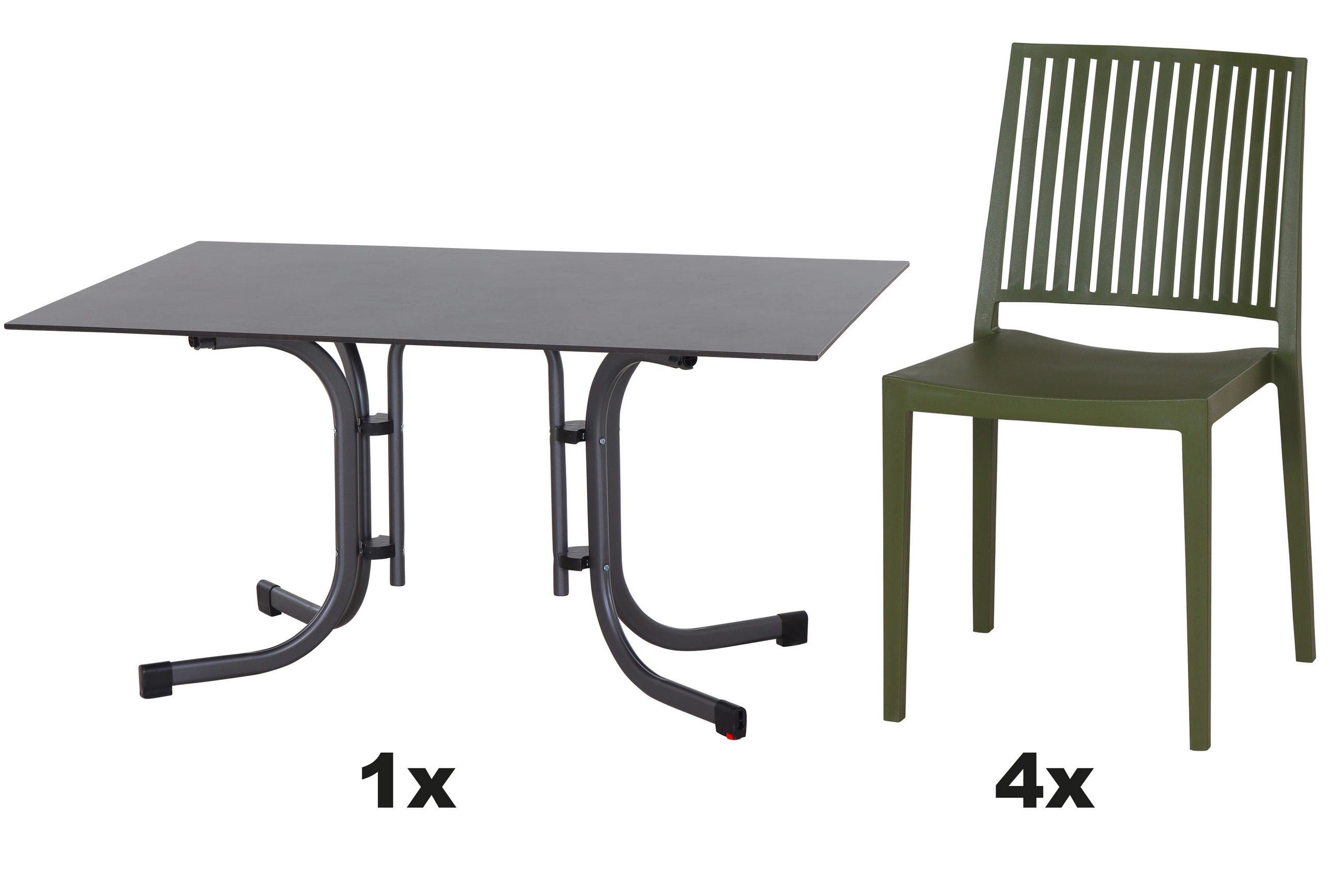 GARTENGARNITUR 5-teilig  - Grün, Basics, Holzwerkstoff/Kunststoff (90/80/140cm) - Siena Garden