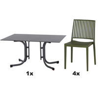GARTENGARNITUR 5-teilig Stahl  - Grün, Basics, Kunststoff/Metall (90/80/140cm) - Siena Garden